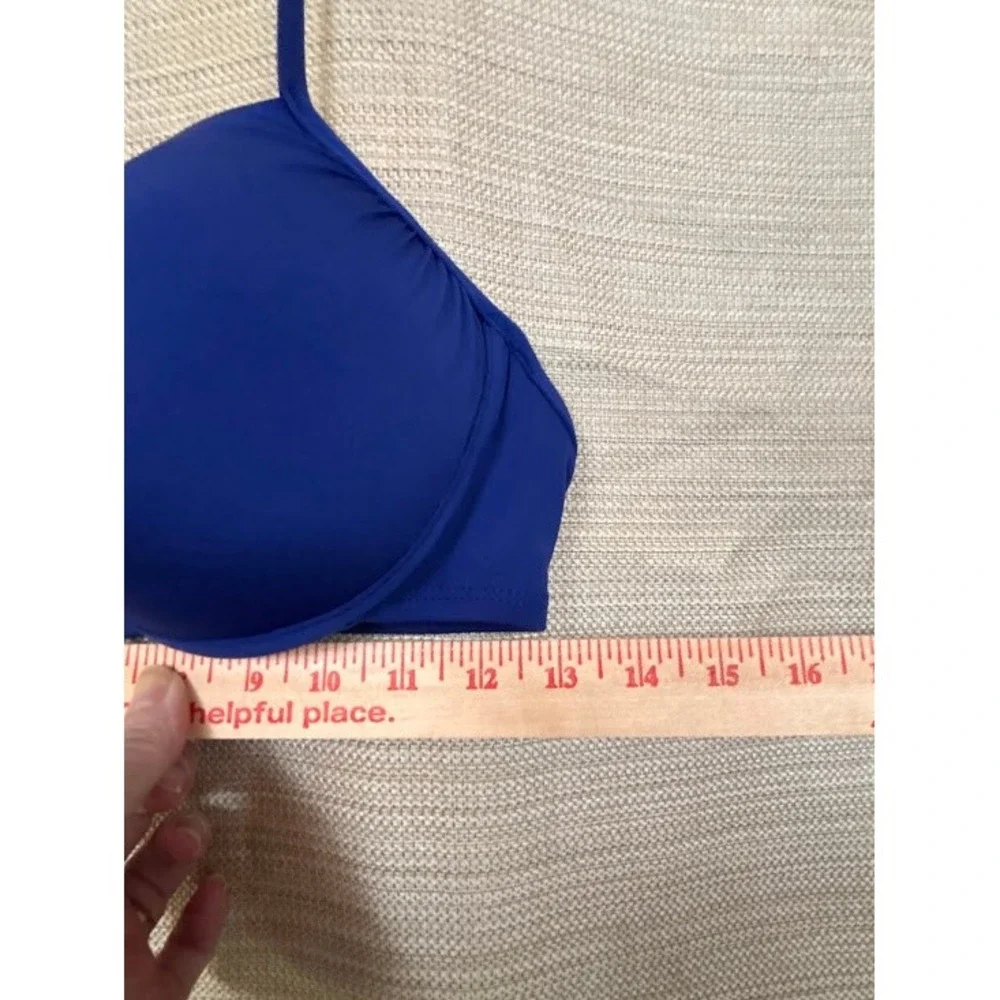 Stylus Royal Blue Underwire Halter Bikini Top Twist‎ Front Padded Size L